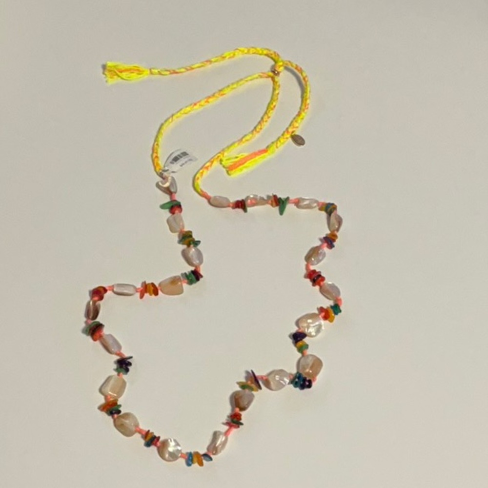 Free People X Ariana Ost “At The Market” Necklace ~ Neon Yellow/Orange; NWT - Picture 9 of 16